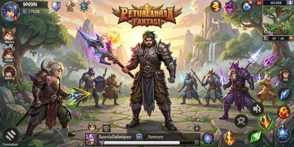 Gameplay <strong>9N9N</strong> yang menegangkan dan penuh warna.