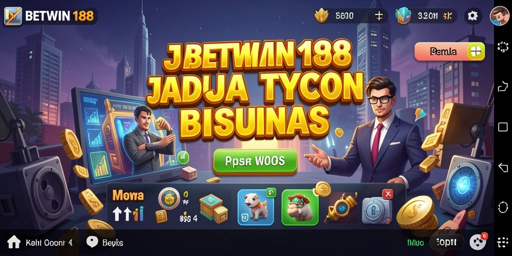 Screenshot BETWIN188 menampilkan aksi dinamis dalam membangun bisnis Tycoon.