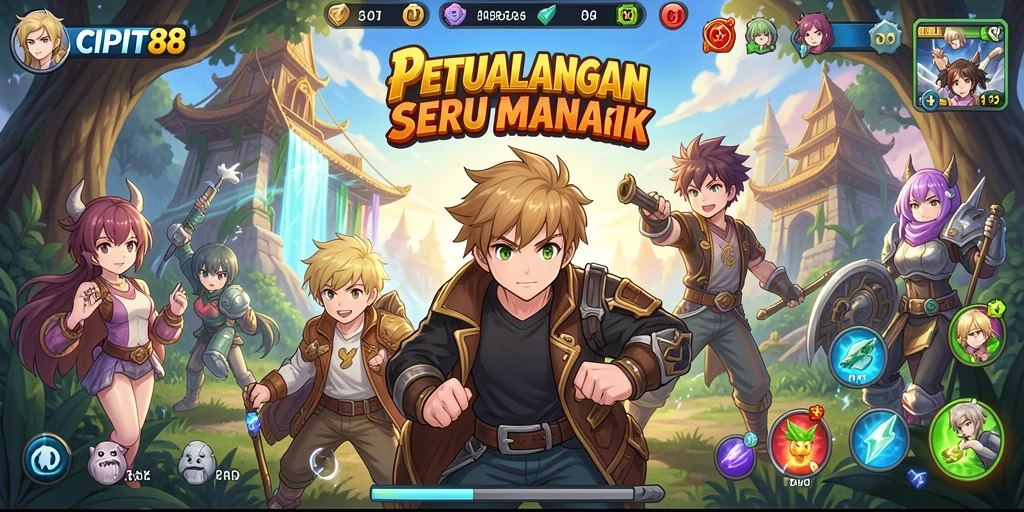 Screenshot gameplay menampilkan aksi seru dalam dunia anime.