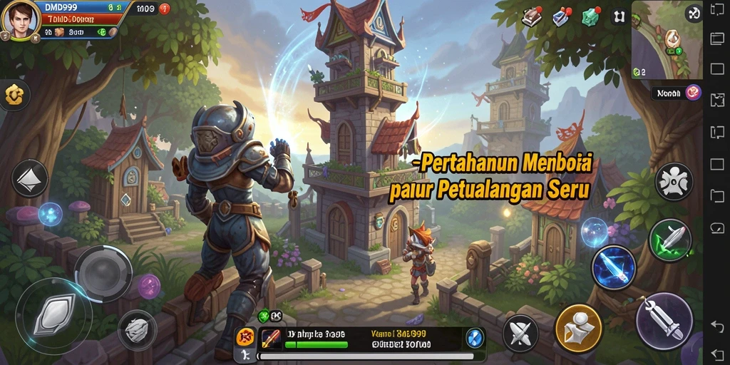 Tangkapan layar menampilkan aksi seru gameplay Tower Defense di DMD999.