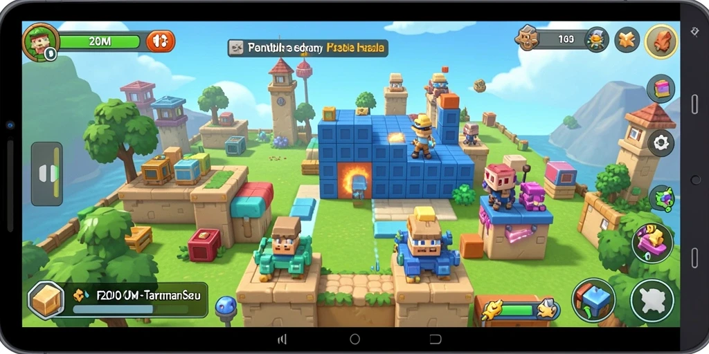 Screenshot F200M menampilkan gameplay penuh warna yang memikat.