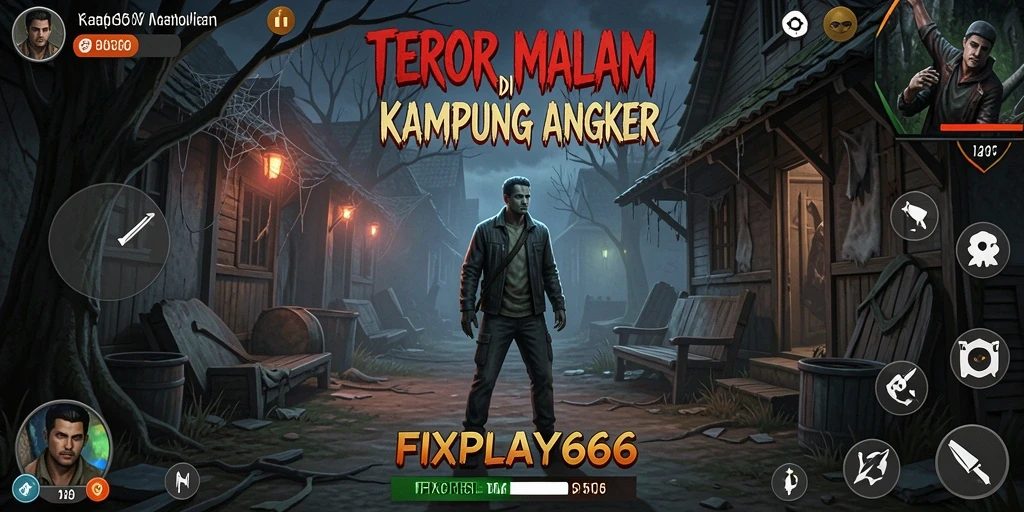 Screenshot FIXPLAY666 menampilkan suasana mencekam saat menjelajahi desa angker.