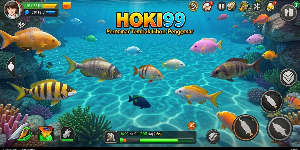 Tampilan gameplay HOKI99 dengan ikan beragam dan senjata tembak terbaik.