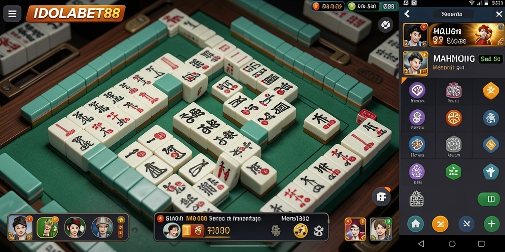 Screenshot gameplay IDOLABET88 menunjukkan aksi Mahjong yang menarik.