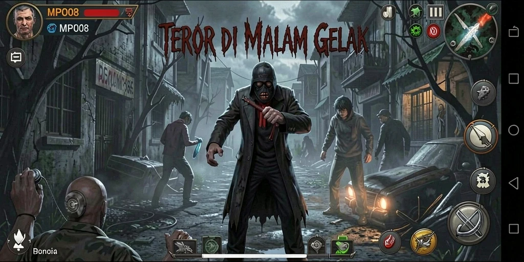 Gameplay MPO08 yang mencekam dengan suasana yang menakutkan.