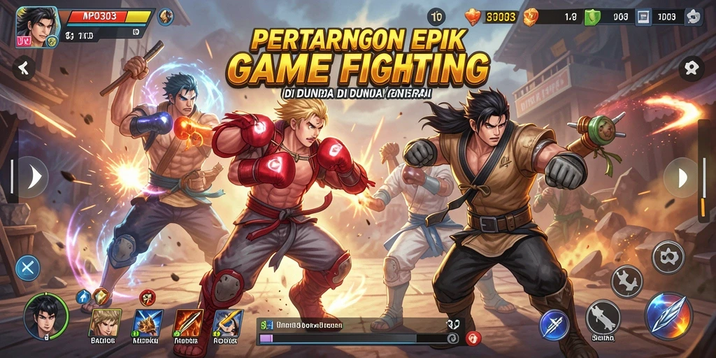 Tampilan gameplay menarik dengan pertarungan mendebarkan dan karakter beragam.