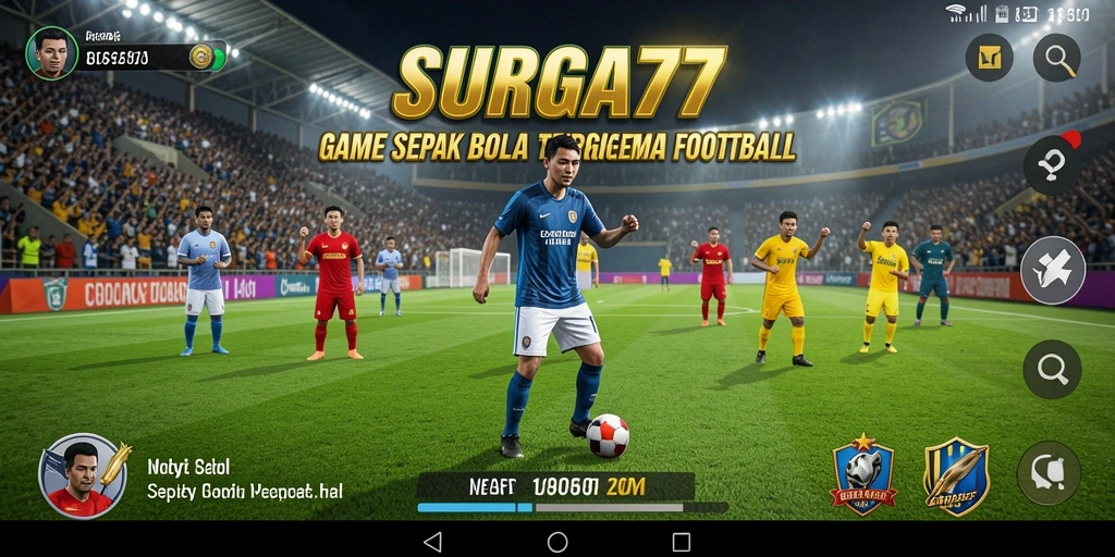 Tampilan gameplay seru dengan aksi sepak bola yang mendebarkan.