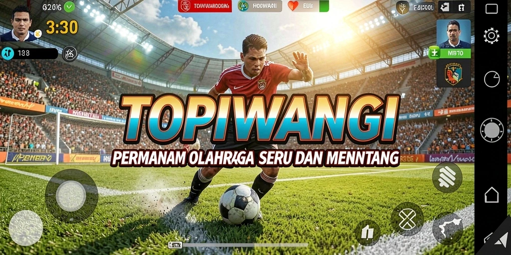Screenshot utama TOPIWANGI menampilkan aksi pertandingan olahraga yang seru.