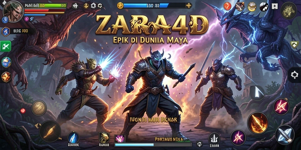 Screenshot menampilkan karakter sedang bertarung dalam ZARA4D.